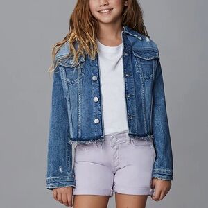 🥑DL1961 Manning trucker jean jacket denim blue button cotton raw hem